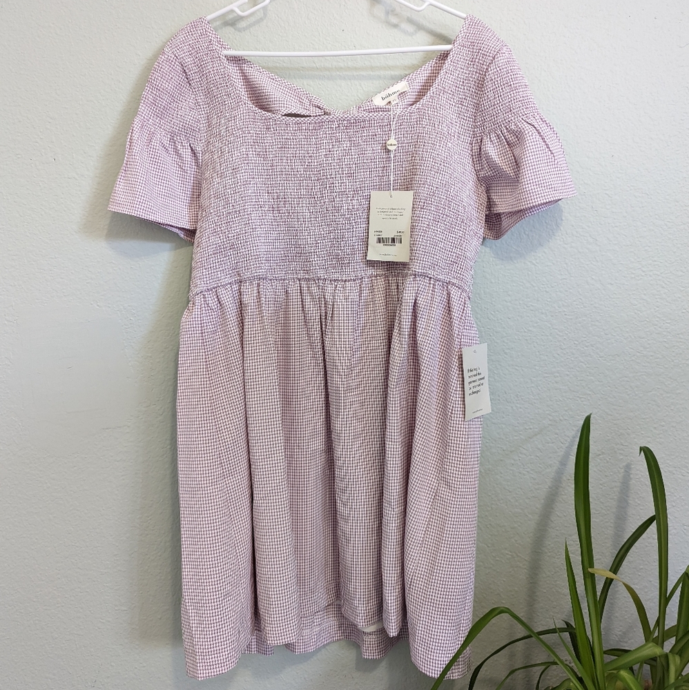 Lavender, checkered print dress, new with tags, XL, Böhme